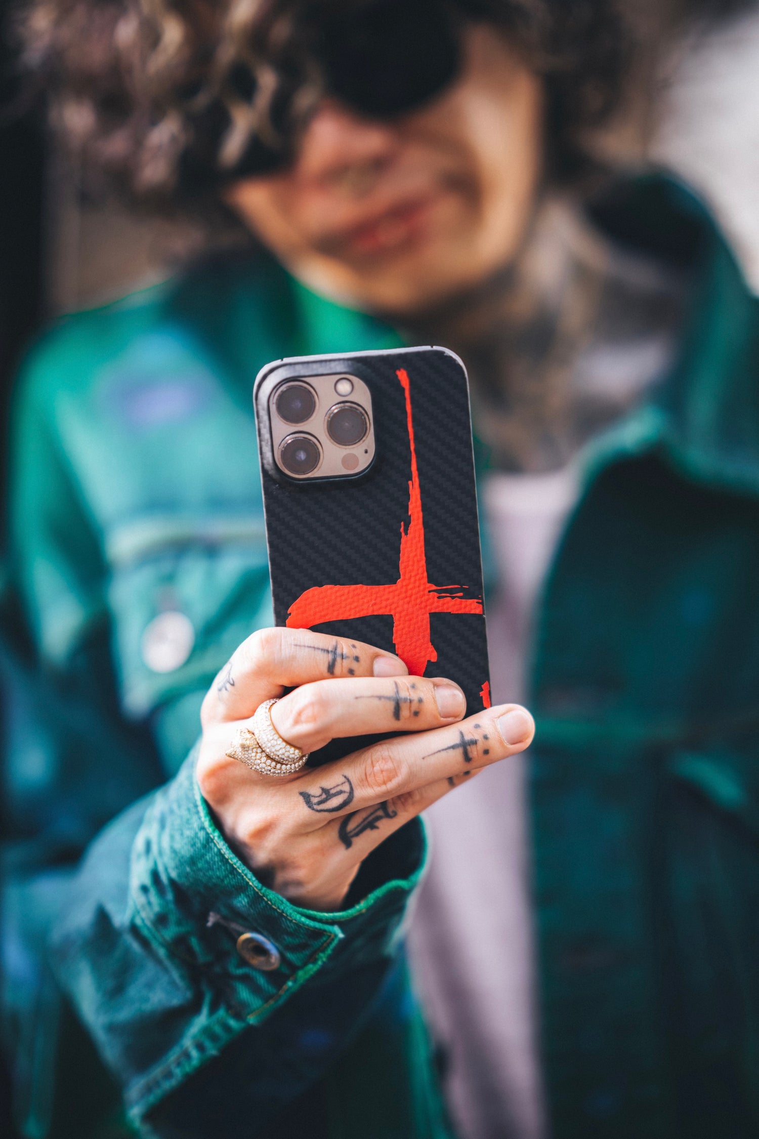 Big Cross Carbon iPhone Case for 13 Pro