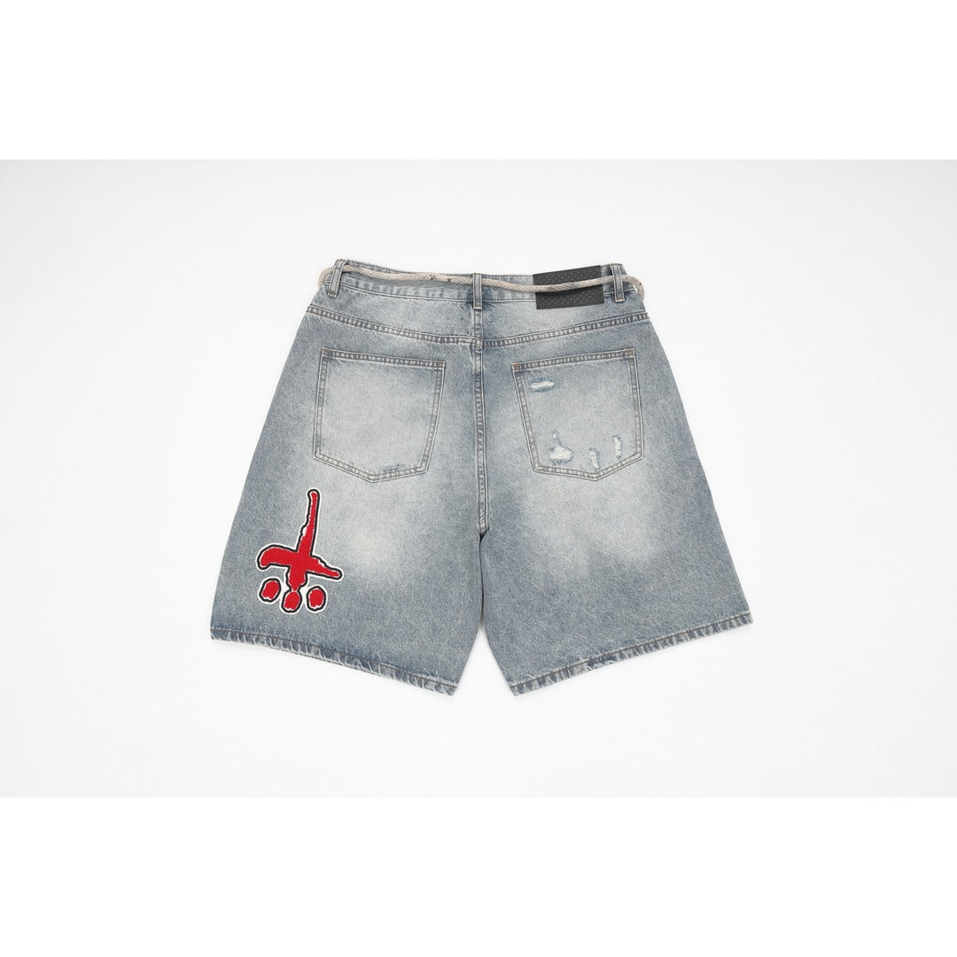 BIG LOGO PATCH DENIM SHORTS image 1