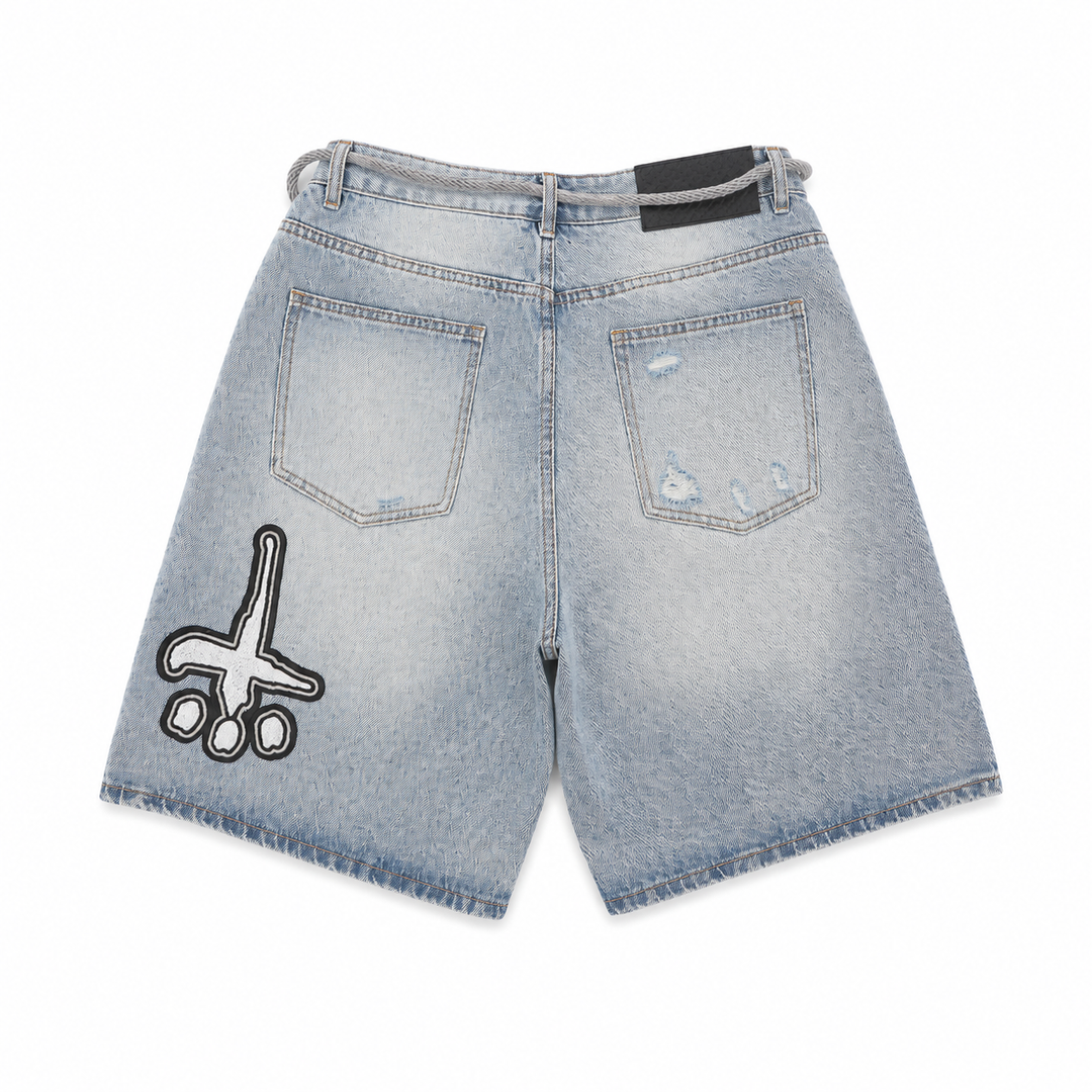 BIG LOGO PATCH DENIM SHORTS image 7