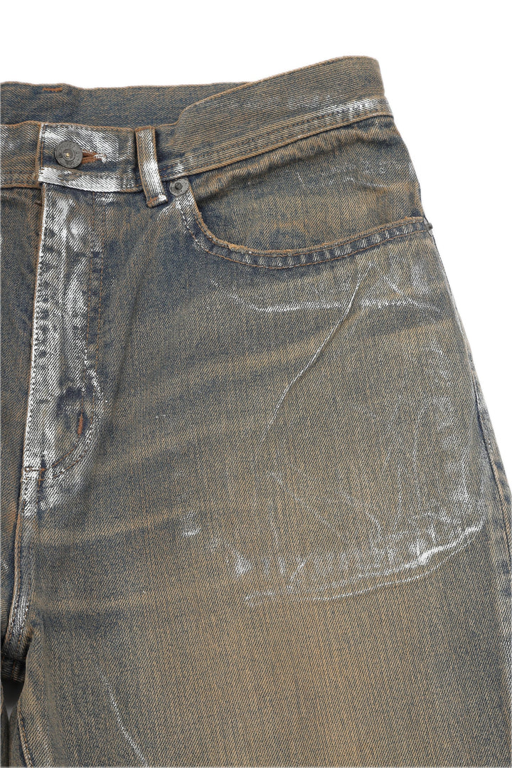 BOWL LEGGED PANTS 'GLOSSY DENIM' – BROWN – フロントポケット (IMG_0075.JPG)