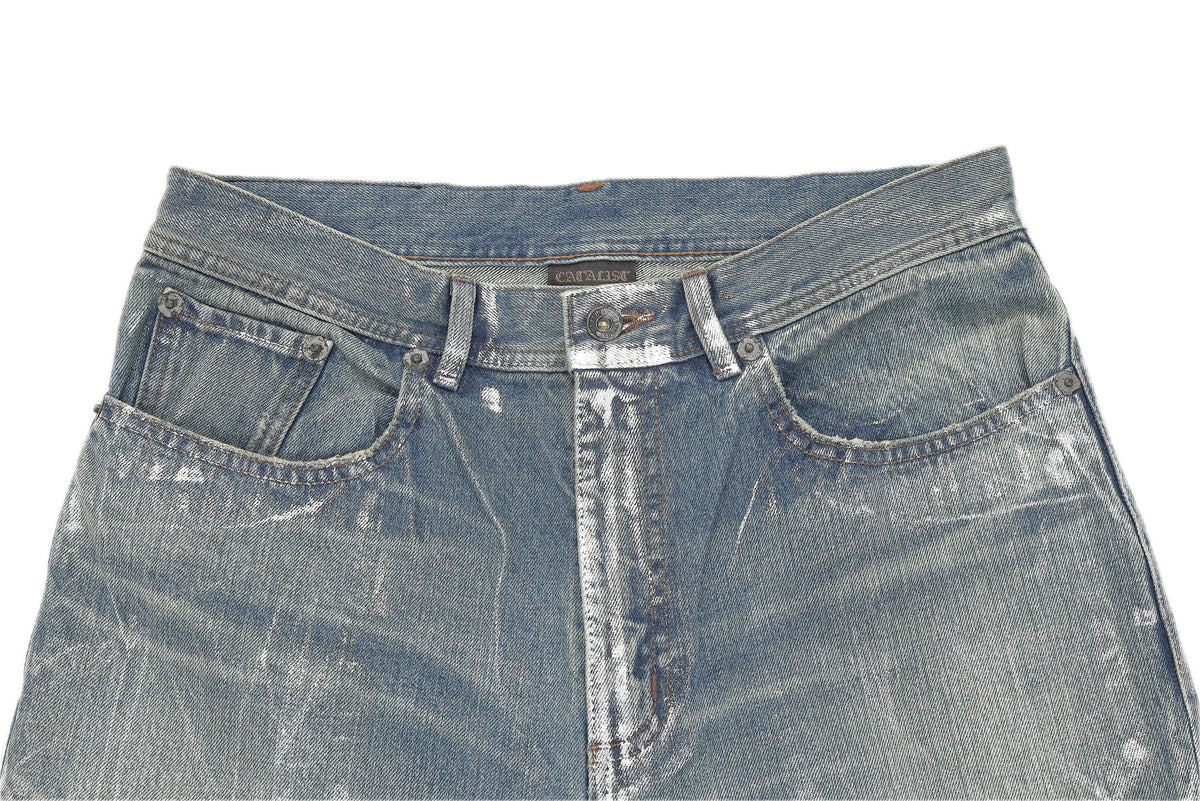 BOWL LEGGED PANTS 'GLOSSY DENIM' – INDIGO – ウエスト (IMG_0080.JPG)