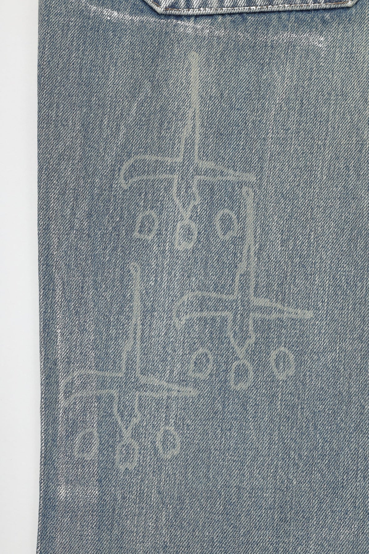 BOWL LEGGED PANTS 'GLOSSY DENIM' – INDIGO – 刺繍・グラフィック (IMG_0083.JPG)
