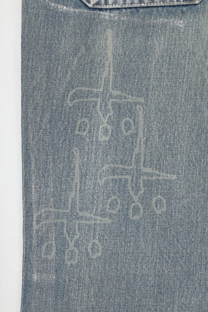 BOWL LEGGED PANTS 'GLOSSY DENIM' – INDIGO – 刺繍・グラフィック (IMG_0083.JPG)