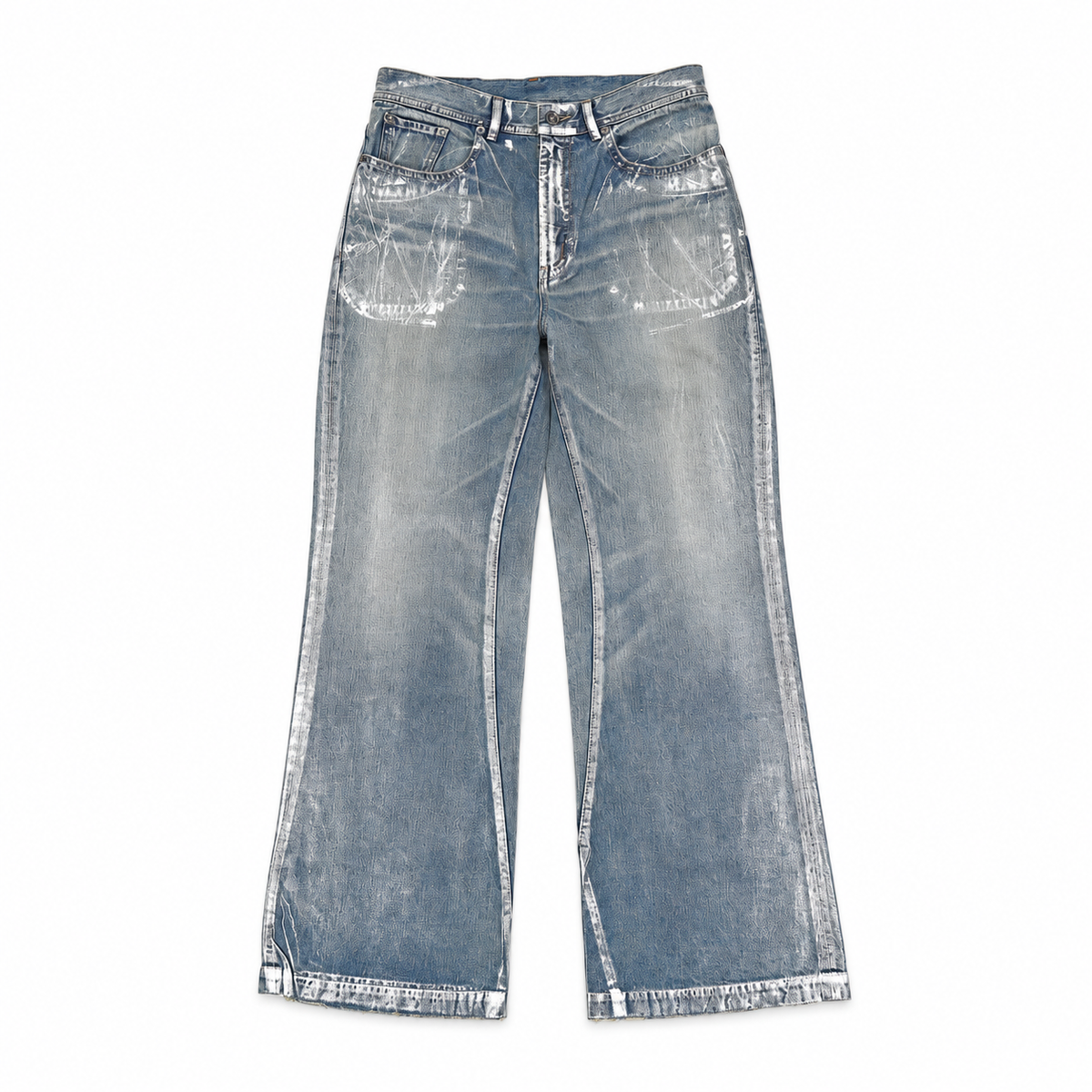 BOWL LEGGED PANTS 'GLOSSY DENIM' – INDIGO – front