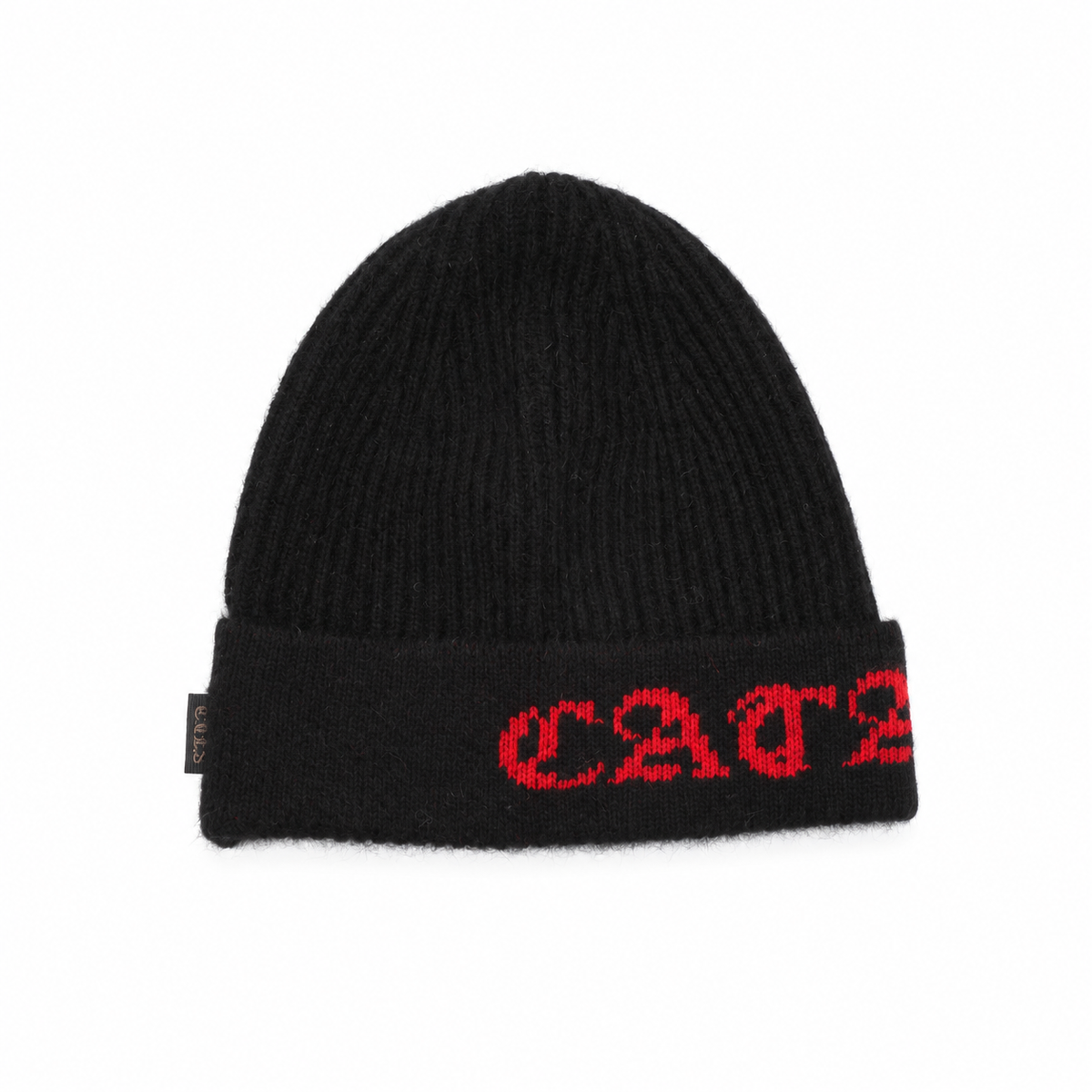 LOGO KNIT CAP – BLACK – front