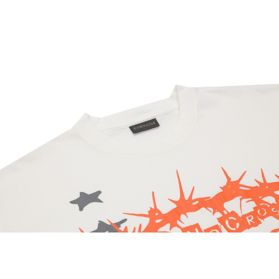 CATALIST TEE 'PRAY TO GOD' OFF WHITE neckline detail