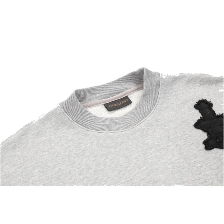 CATALIST CROSS PATCHED SWEAT SHIRT GRAY neckline detail
