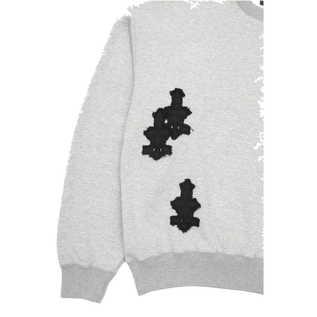 CATALIST CROSS PATCHED SWEAT SHIRT GRAY sleeve patch detail