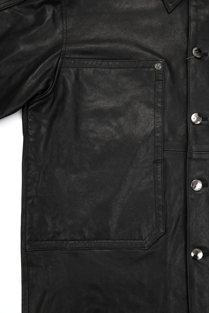 LEATHER WORK JACKET – BLACK – フロントポケット (IMG_0087.JPG)