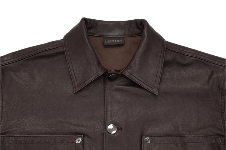 LEATHER WORK JACKET – CHOCO – 襟・ネームタグ (IMG_0093.JPG)