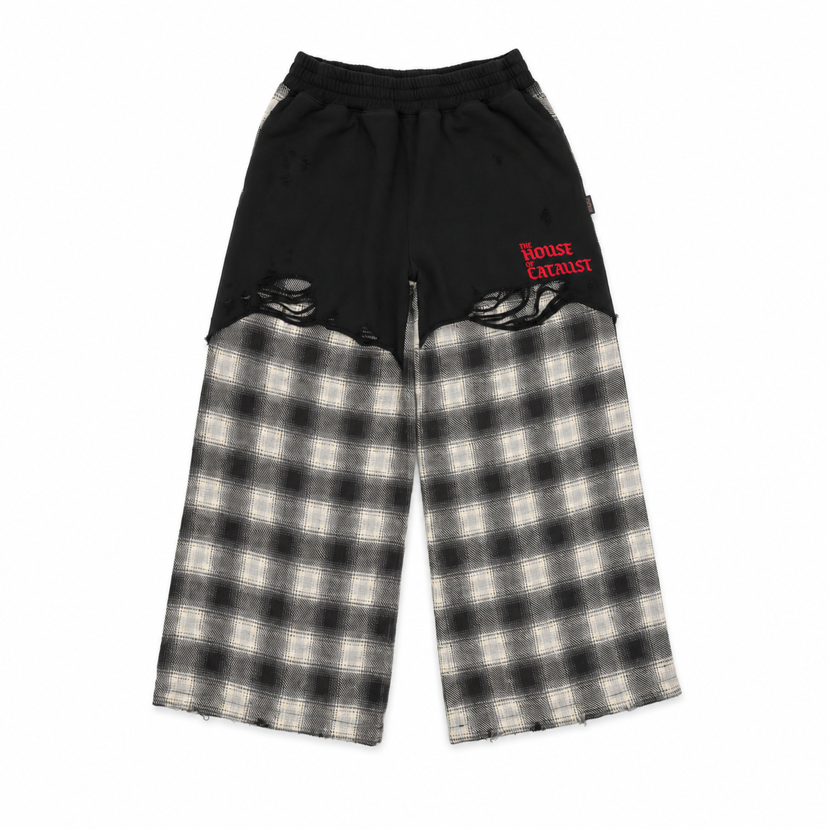 CHECK PYJAMA PANTS – BLACK – front