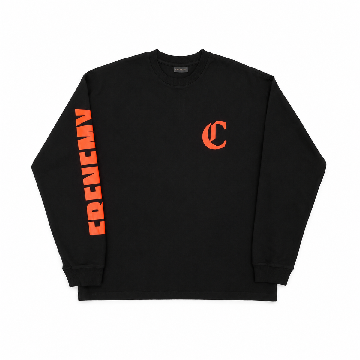 FRENEMY L/S TEE – BLACK/ORANGE – front
