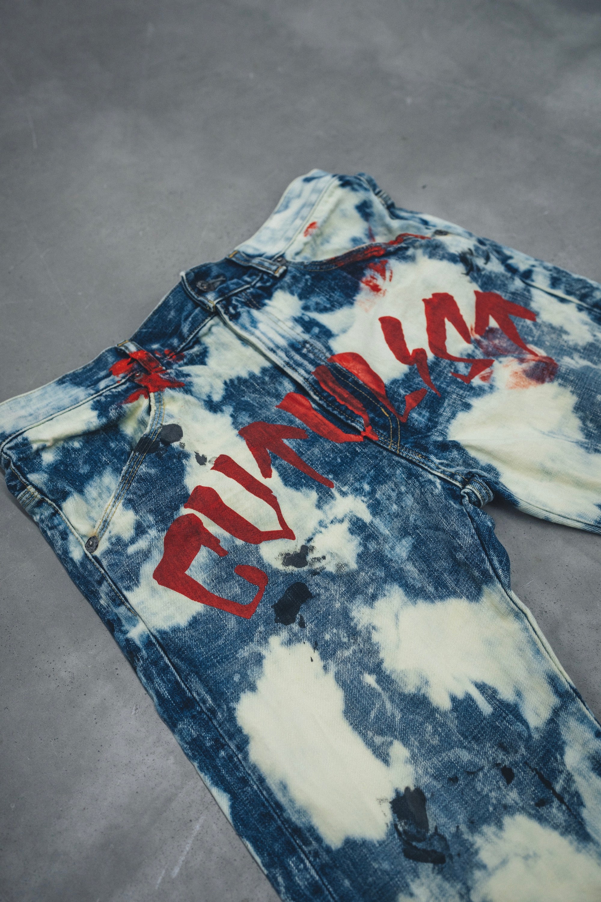"CVTVLIST" Denim Pants [Bleach*Red]
