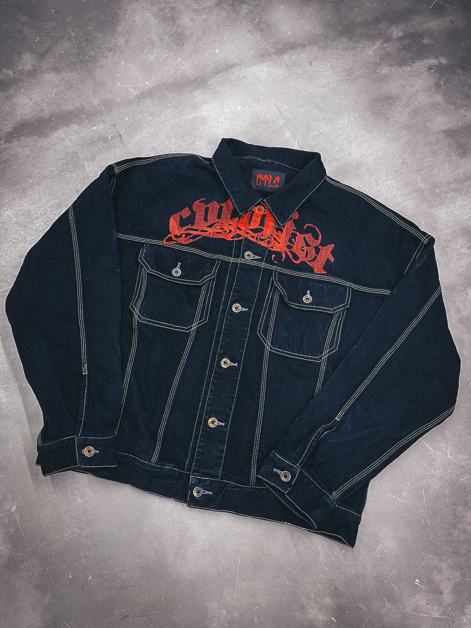 "CVTVLIST" Denim Jacket [Black*Red]